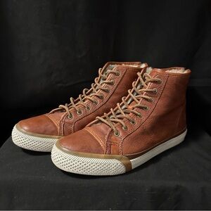 Frye Leather High-Top Back Zip Sneaker